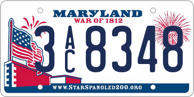 MD license plate 3AC8348