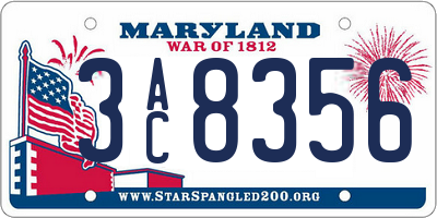 MD license plate 3AC8356