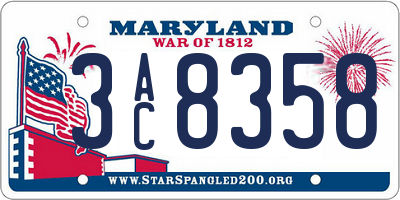 MD license plate 3AC8358