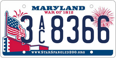 MD license plate 3AC8366