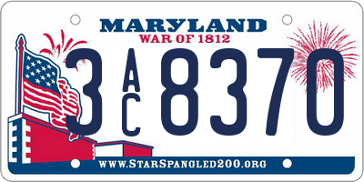 MD license plate 3AC8370