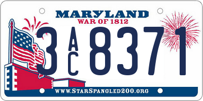 MD license plate 3AC8371