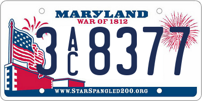 MD license plate 3AC8377