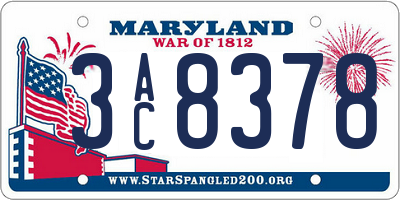 MD license plate 3AC8378