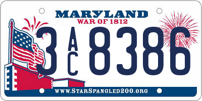 MD license plate 3AC8386