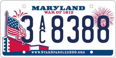 MD license plate 3AC8388