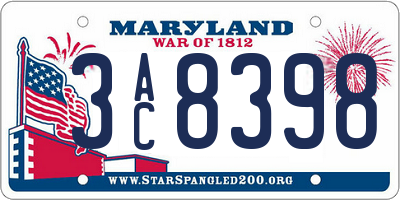 MD license plate 3AC8398