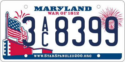 MD license plate 3AC8399