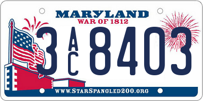 MD license plate 3AC8403