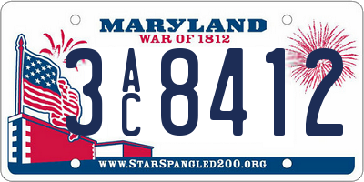 MD license plate 3AC8412