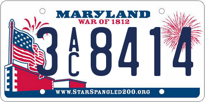MD license plate 3AC8414
