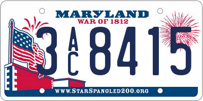 MD license plate 3AC8415