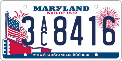 MD license plate 3AC8416