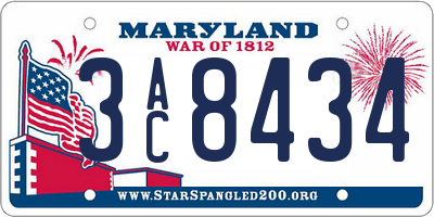 MD license plate 3AC8434