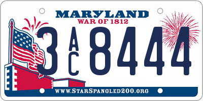 MD license plate 3AC8444