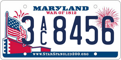 MD license plate 3AC8456