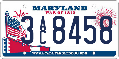 MD license plate 3AC8458