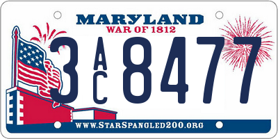 MD license plate 3AC8477