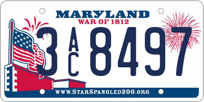 MD license plate 3AC8497