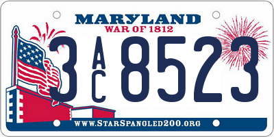 MD license plate 3AC8523