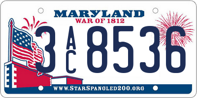 MD license plate 3AC8536