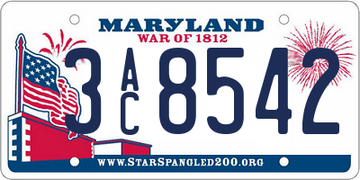 MD license plate 3AC8542