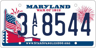 MD license plate 3AC8544