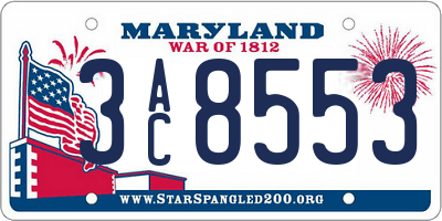 MD license plate 3AC8553