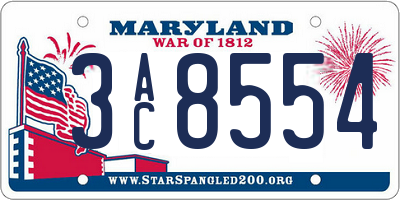 MD license plate 3AC8554