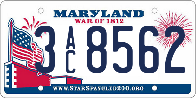 MD license plate 3AC8562