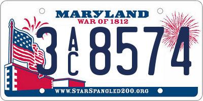 MD license plate 3AC8574
