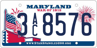 MD license plate 3AC8576