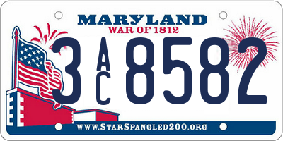 MD license plate 3AC8582