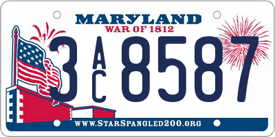 MD license plate 3AC8587