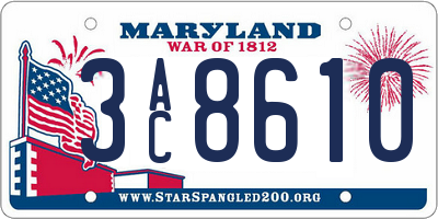 MD license plate 3AC8610