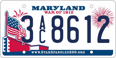MD license plate 3AC8612