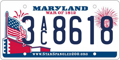 MD license plate 3AC8618