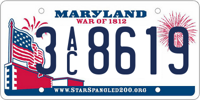MD license plate 3AC8619