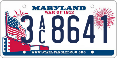 MD license plate 3AC8641