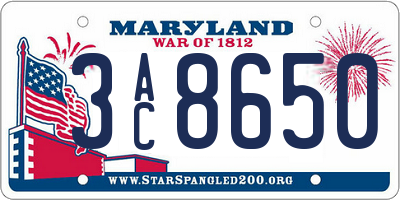 MD license plate 3AC8650