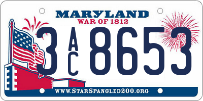 MD license plate 3AC8653