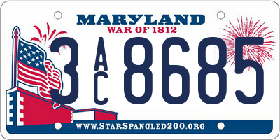 MD license plate 3AC8685
