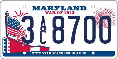 MD license plate 3AC8700