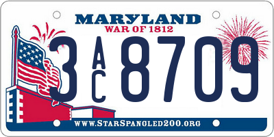 MD license plate 3AC8709