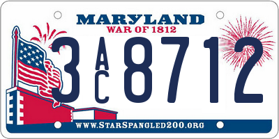 MD license plate 3AC8712