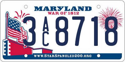 MD license plate 3AC8718