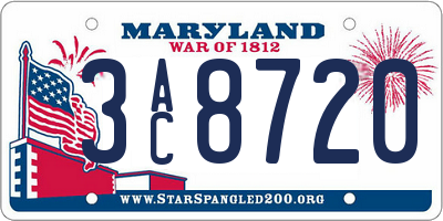 MD license plate 3AC8720
