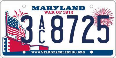 MD license plate 3AC8725