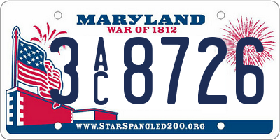 MD license plate 3AC8726