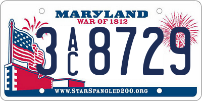 MD license plate 3AC8729